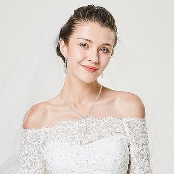 Women Necklace Bracelet Dangle Earrings Set Prom Costume Jewelry Set Accessories - Picture 5 of 6